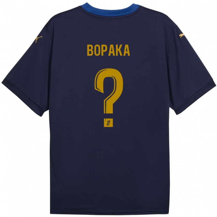 Kandiny Enfant Maillot Yohann Bopaka #0 Bleu Marine Doré Tenues Extérieur 2024/25 T-Shirt