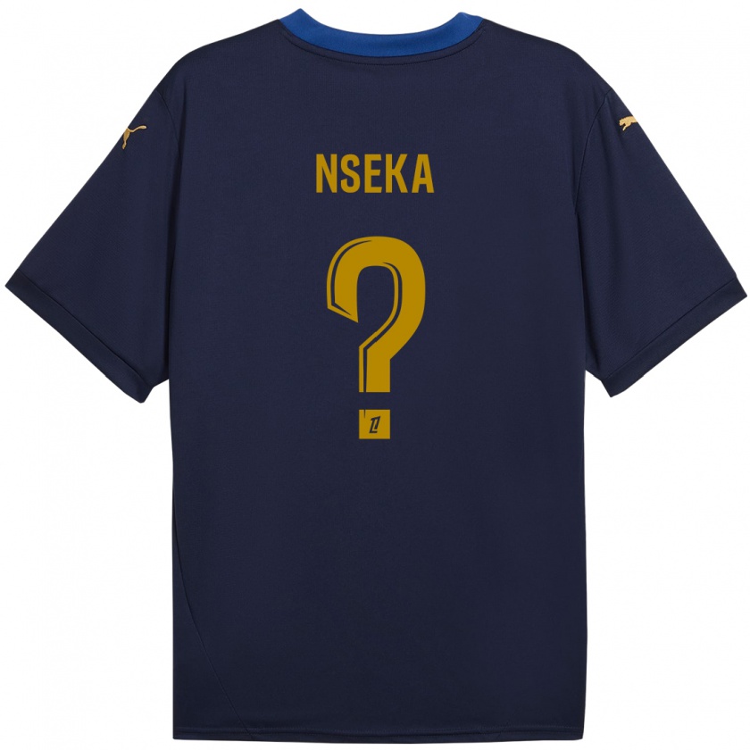 Kandiny Enfant Maillot Nelson Nseka #0 Bleu Marine Doré Tenues Extérieur 2024/25 T-Shirt