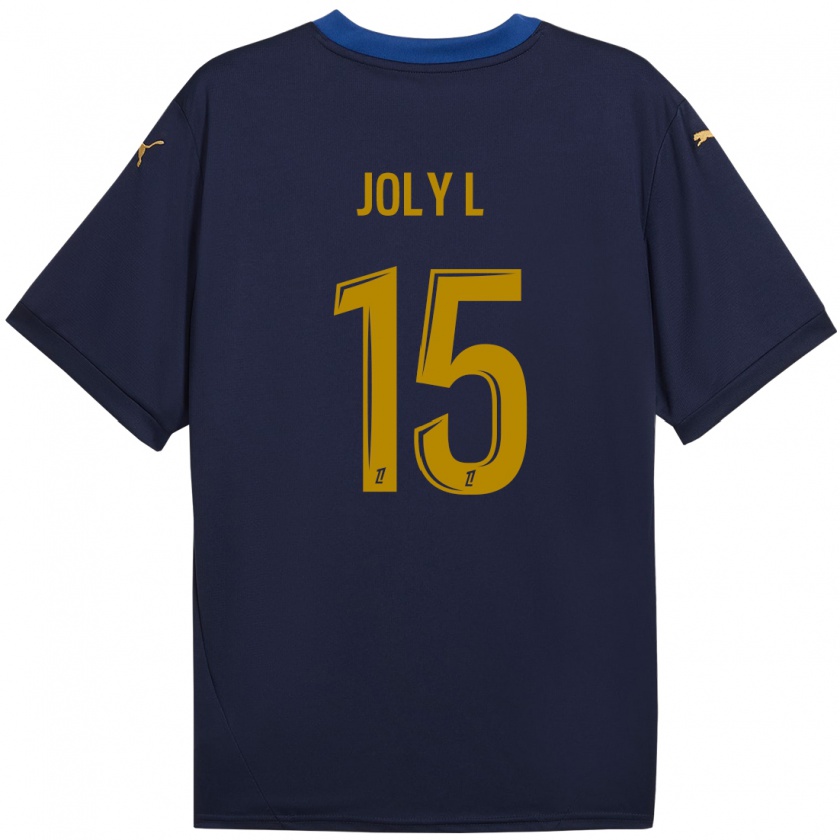 Kandiny Enfant Maillot Lou Ann Joly #15 Bleu Marine Doré Tenues Extérieur 2024/25 T-Shirt