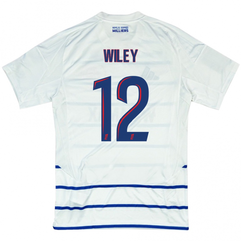 Kandiny Enfant Maillot Caleb Wiley #12 Blanc Bleu Tenues Extérieur 2024/25 T-Shirt