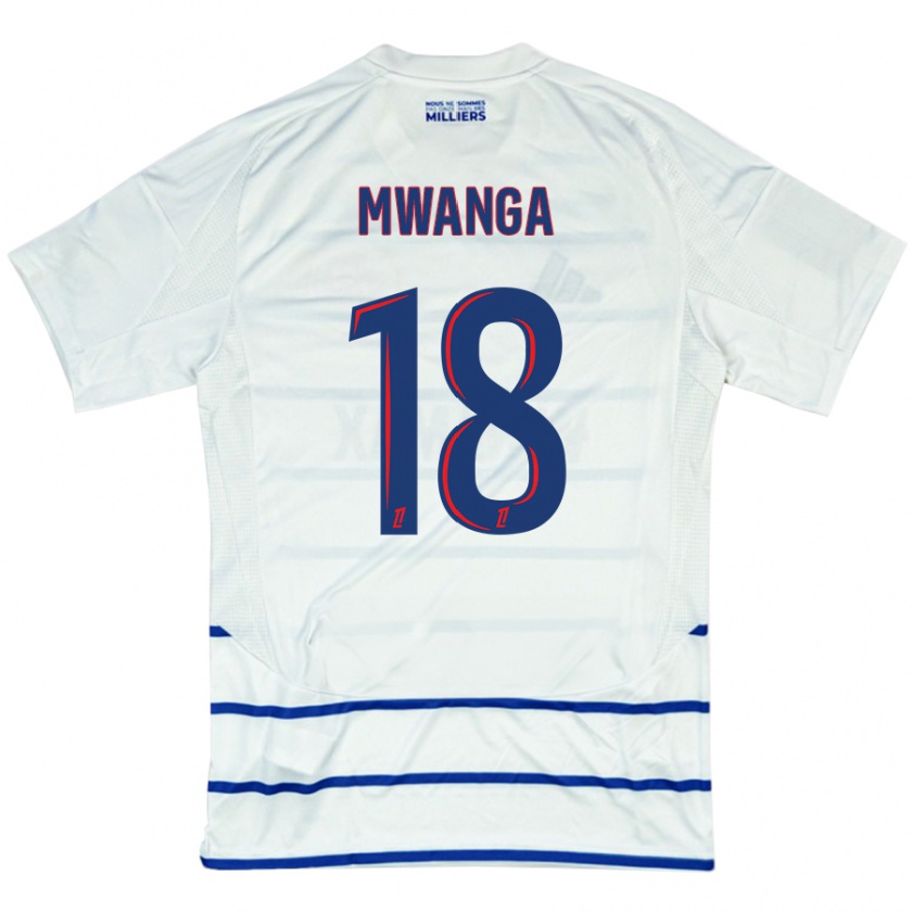 Kandiny Enfant Maillot Junior Mwanga #18 Blanc Bleu Tenues Extérieur 2024/25 T-Shirt