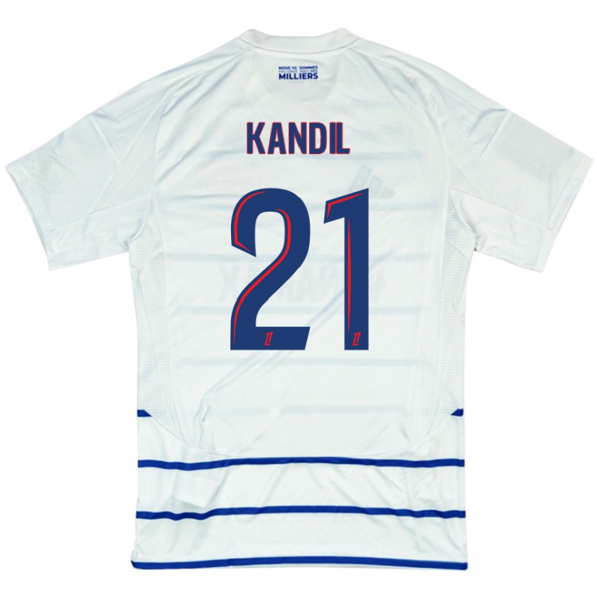 Kandiny Enfant Maillot Nordine Kandil #21 Blanc Bleu Tenues Extérieur 2024/25 T-Shirt