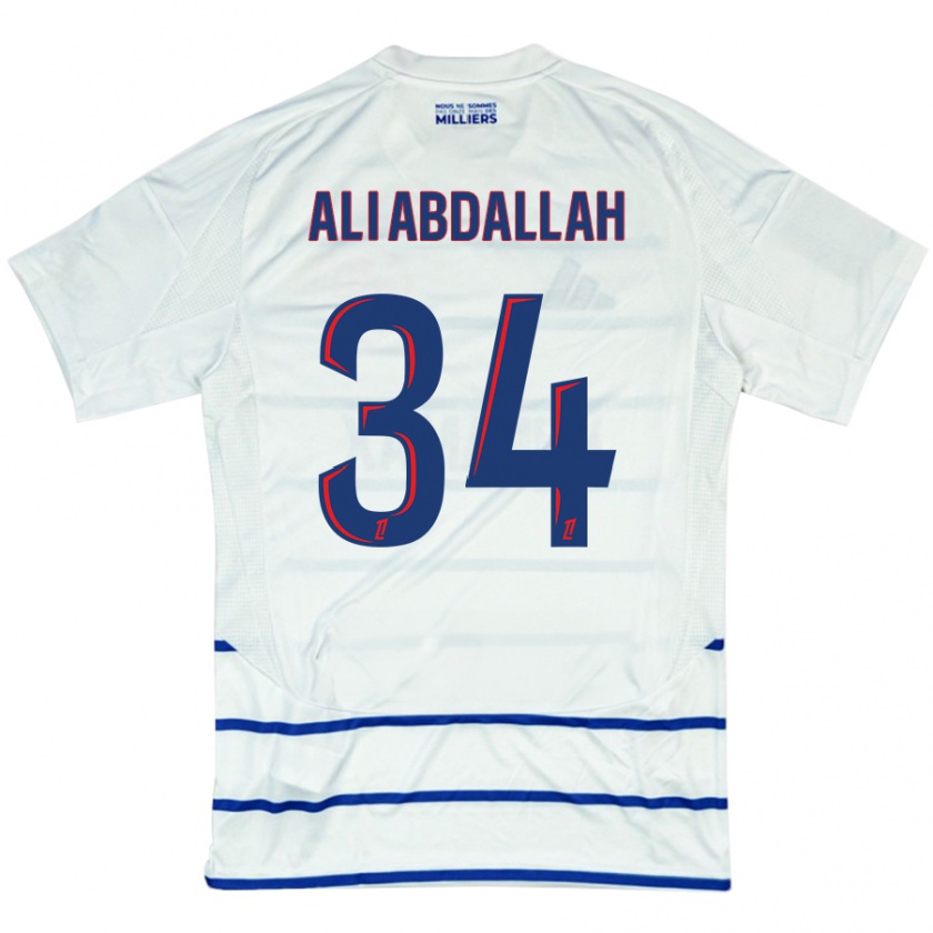 Kandiny Enfant Maillot Aboubacar Ali Abdallah #34 Blanc Bleu Tenues Extérieur 2024/25 T-Shirt