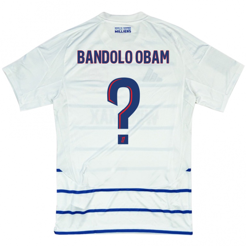 Kandiny Enfant Maillot Randy Bandolo Obam #0 Blanc Bleu Tenues Extérieur 2024/25 T-Shirt