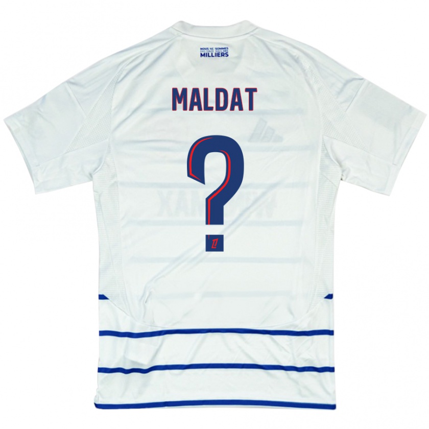 Kandiny Enfant Maillot Timothé Maldat #0 Blanc Bleu Tenues Extérieur 2024/25 T-Shirt