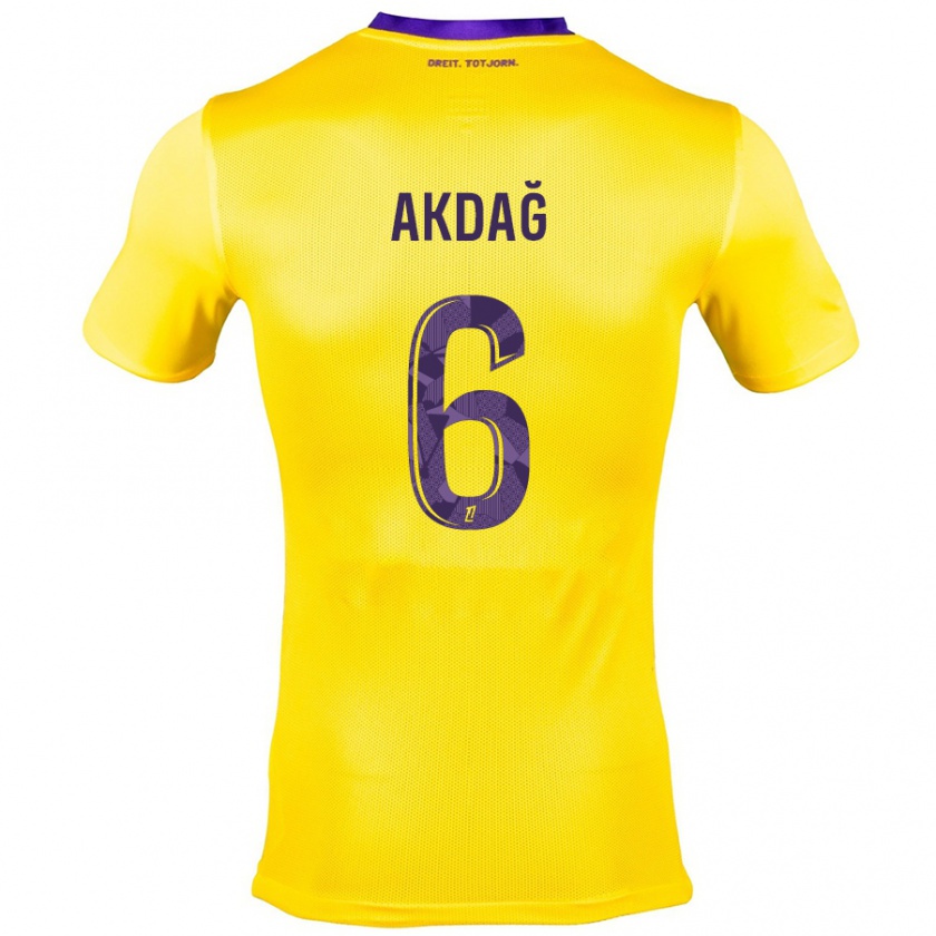 Kandiny Enfant Maillot Ümit Akdağ #6 Jaune Violet Tenues Extérieur 2024/25 T-Shirt