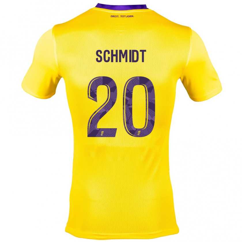 Kandiny Enfant Maillot Niklas Schmidt #20 Jaune Violet Tenues Extérieur 2024/25 T-Shirt