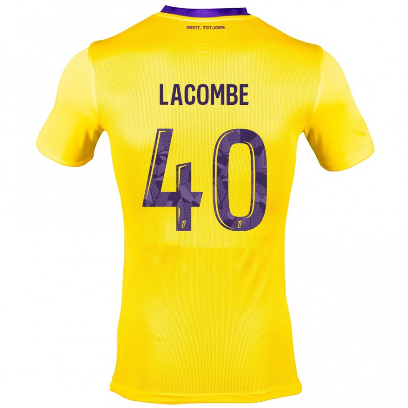 Kandiny Enfant Maillot Justin Lacombe #40 Jaune Violet Tenues Extérieur 2024/25 T-Shirt