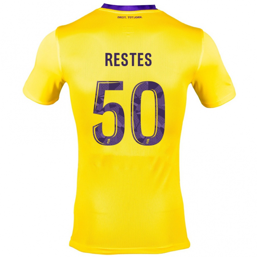 Kandiny Enfant Maillot Guillaume Restes #50 Jaune Violet Tenues Extérieur 2024/25 T-Shirt