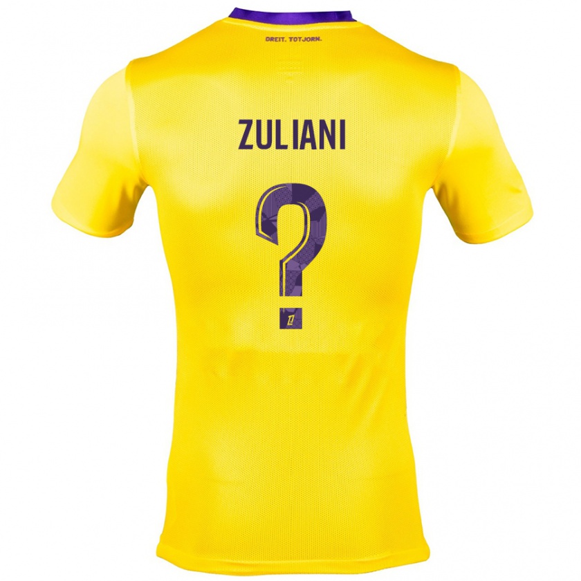 Kandiny Enfant Maillot Edhy Zuliani #0 Jaune Violet Tenues Extérieur 2024/25 T-Shirt