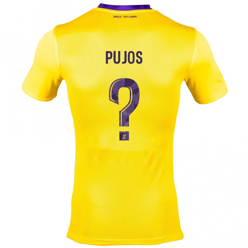 Kandiny Enfant Maillot Clément Pujos #0 Jaune Violet Tenues Extérieur 2024/25 T-Shirt