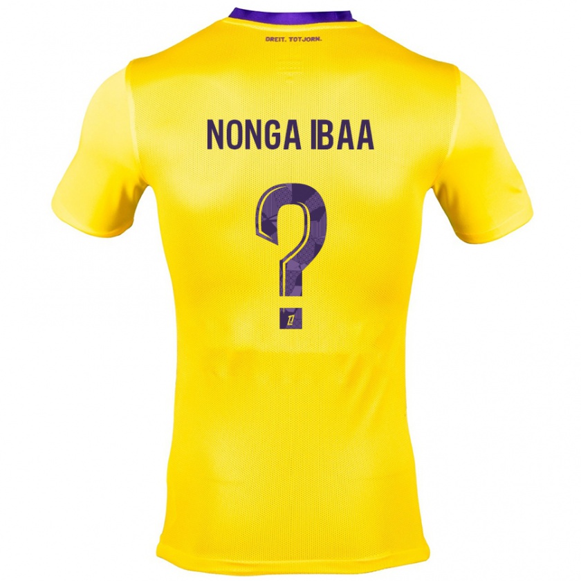 Kandiny Enfant Maillot Alou Nonga Ibaa #0 Jaune Violet Tenues Extérieur 2024/25 T-Shirt