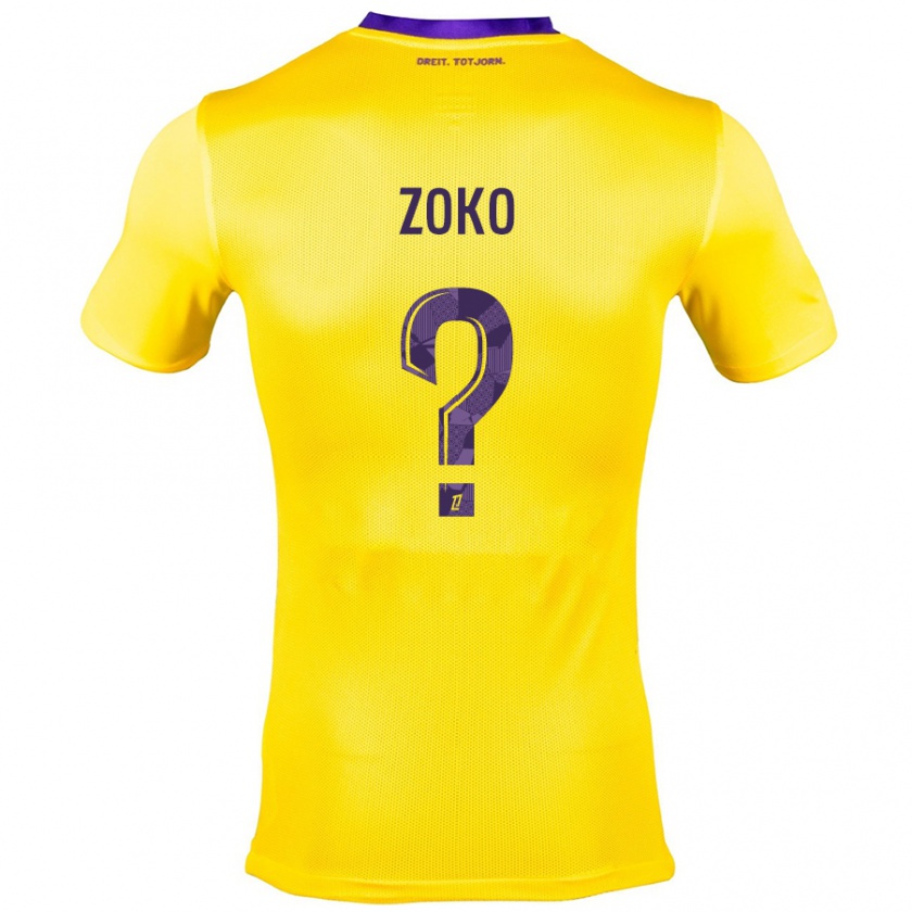 Kandiny Enfant Maillot Nathan Zoko #0 Jaune Violet Tenues Extérieur 2024/25 T-Shirt