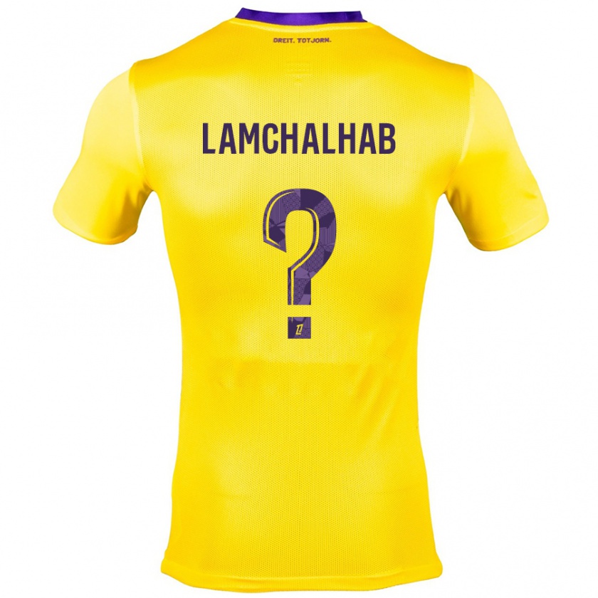 Kandiny Enfant Maillot Merwan Lamchalhab #0 Jaune Violet Tenues Extérieur 2024/25 T-Shirt