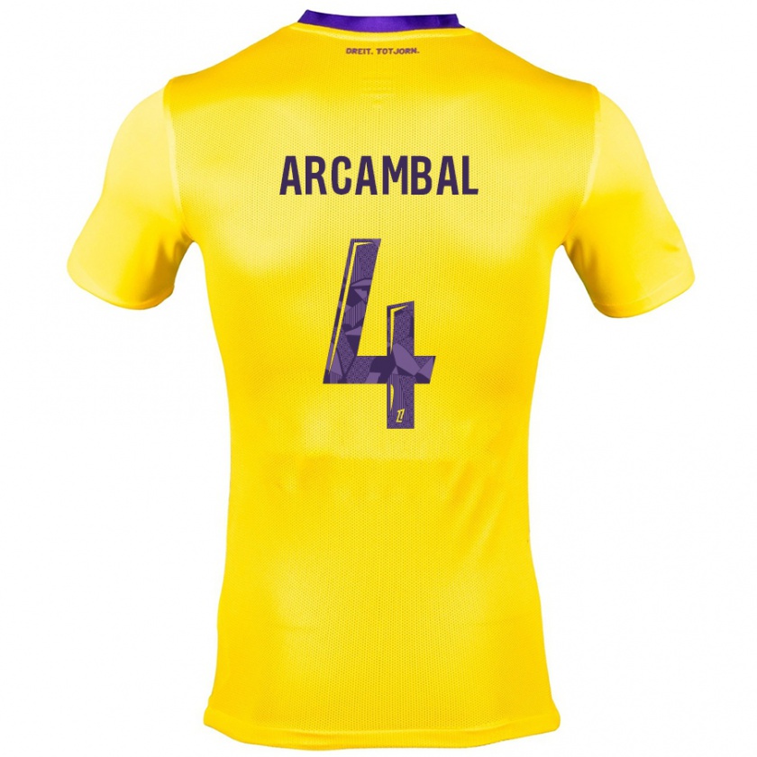 Kandiny Enfant Maillot Anais Arcambal #4 Jaune Violet Tenues Extérieur 2024/25 T-Shirt