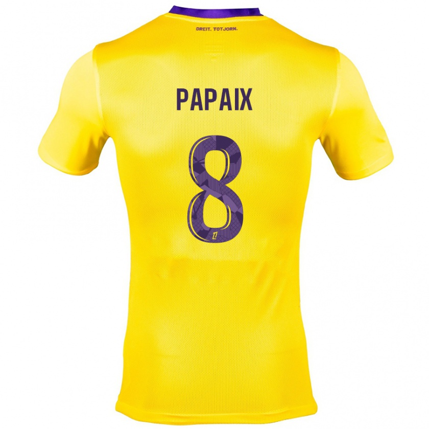 Kandiny Enfant Maillot Pauline Papaix #8 Jaune Violet Tenues Extérieur 2024/25 T-Shirt