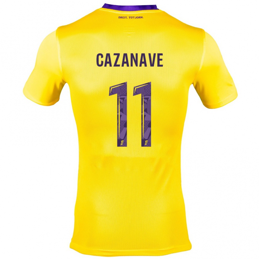 Kandiny Enfant Maillot Julie Cazanave #11 Jaune Violet Tenues Extérieur 2024/25 T-Shirt