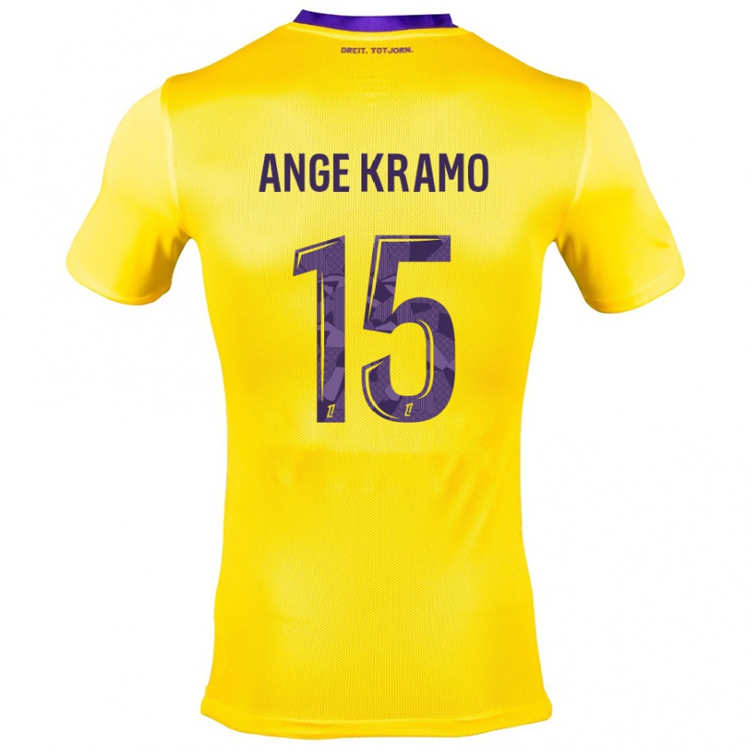 Kandiny Enfant Maillot Marie Ange Kramo #15 Jaune Violet Tenues Extérieur 2024/25 T-Shirt