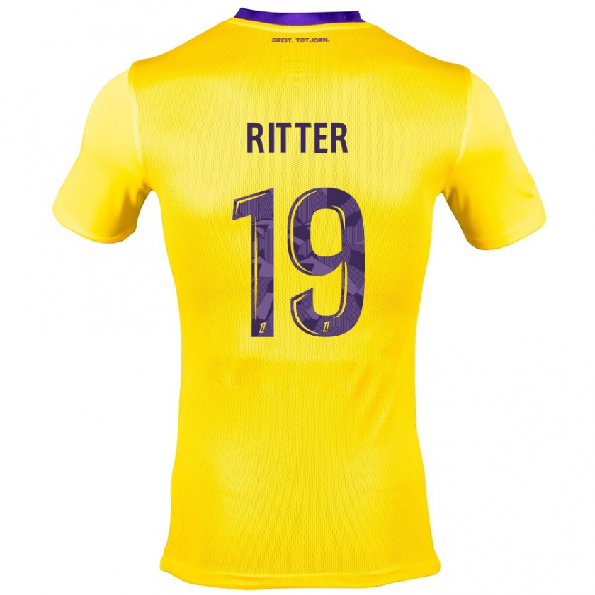 Kandiny Enfant Maillot Morgane Ritter #19 Jaune Violet Tenues Extérieur 2024/25 T-Shirt