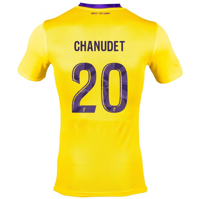 Kandiny Enfant Maillot Coralie Chanudet #20 Jaune Violet Tenues Extérieur 2024/25 T-Shirt