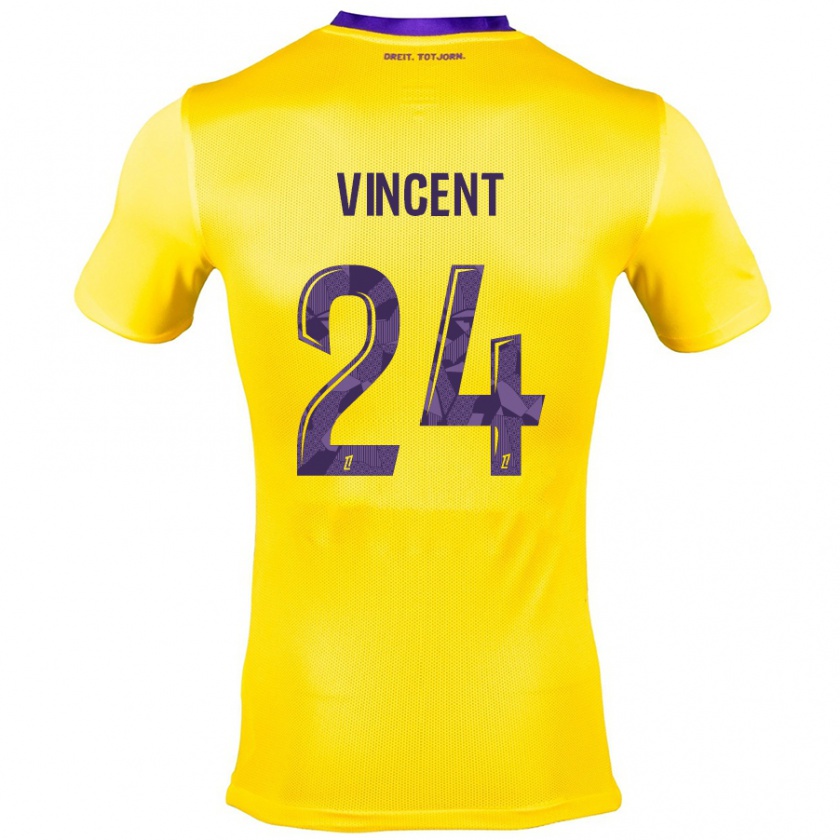 Kandiny Enfant Maillot Magalie Vincent #24 Jaune Violet Tenues Extérieur 2024/25 T-Shirt