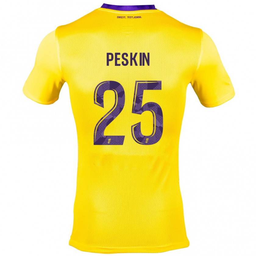 Kandiny Enfant Maillot Kelso Peskin #25 Jaune Violet Tenues Extérieur 2024/25 T-Shirt