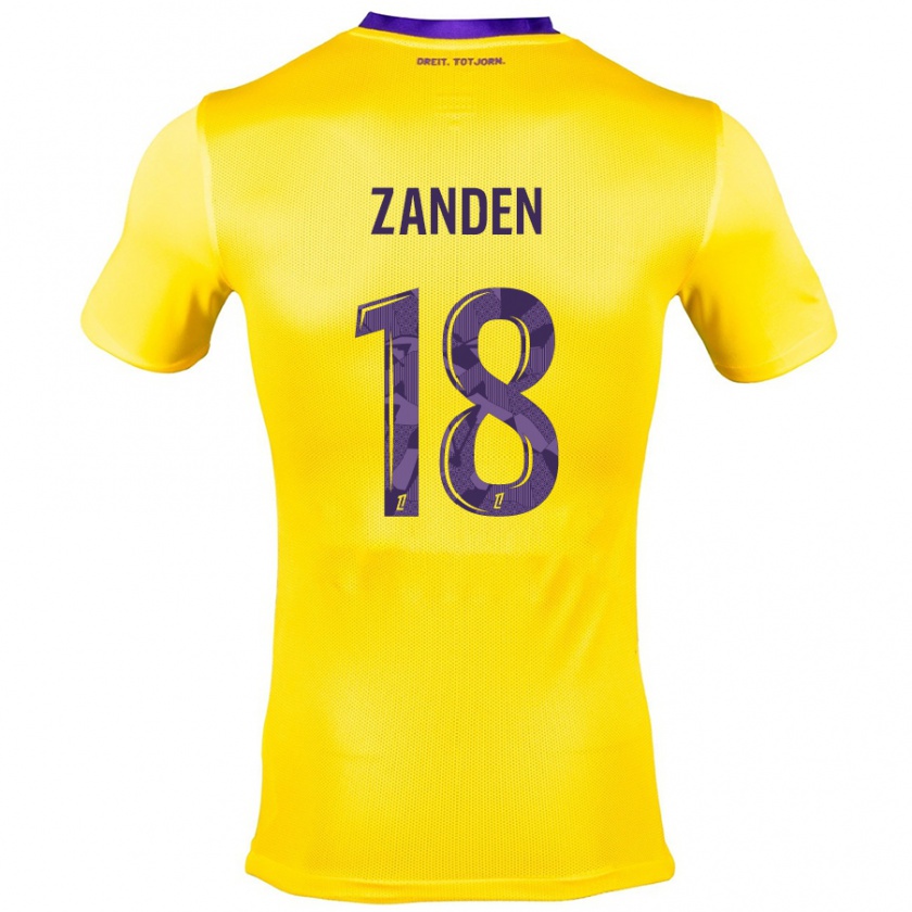 Kandiny Enfant Maillot Oliver Zandén #18 Jaune Violet Tenues Extérieur 2024/25 T-Shirt