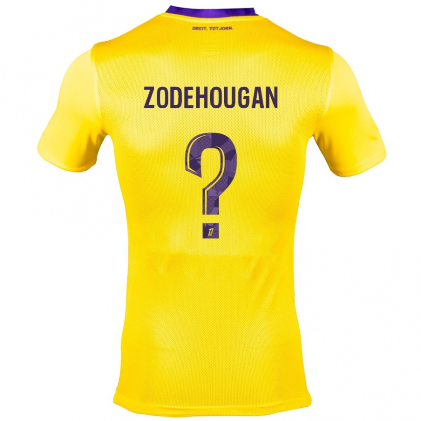 Kandiny Enfant Maillot Yanis Zodehougan #0 Jaune Violet Tenues Extérieur 2024/25 T-Shirt