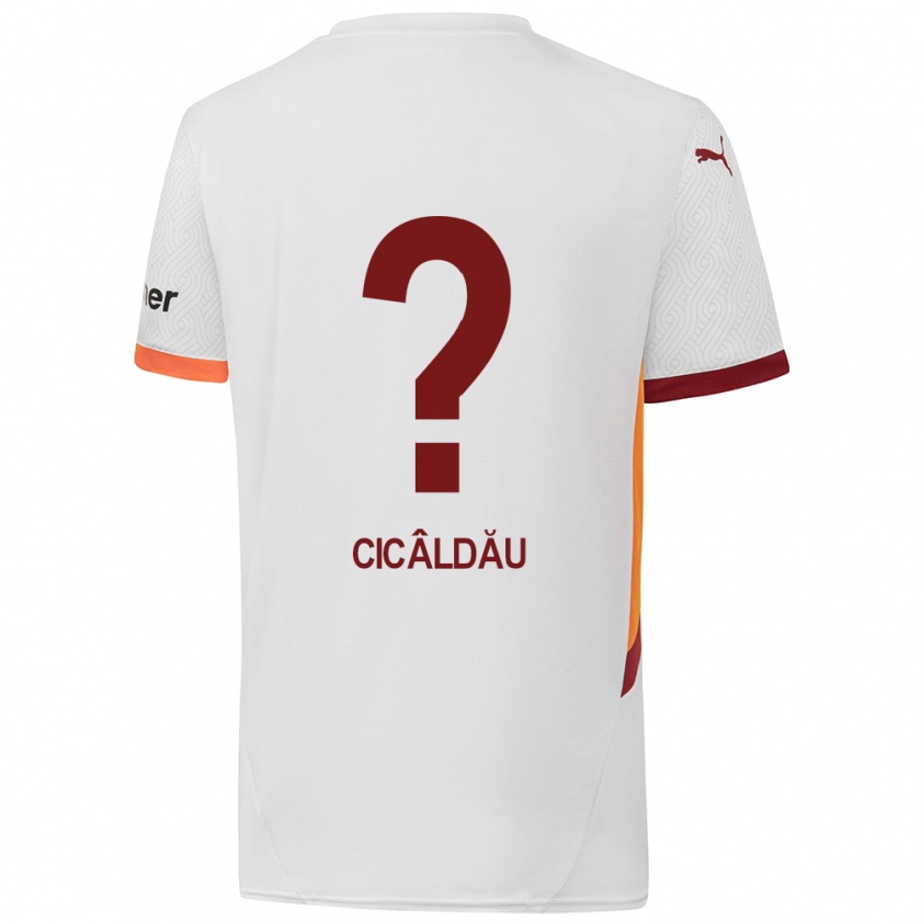 Kandiny Enfant Maillot Alexandru Cicâldău #0 Blanc Jaune Rouge Tenues Extérieur 2024/25 T-Shirt