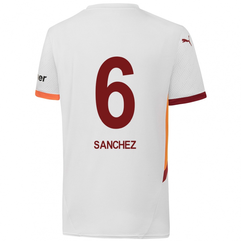 Kandiny Enfant Maillot Davinson Sánchez #6 Blanc Jaune Rouge Tenues Extérieur 2024/25 T-Shirt