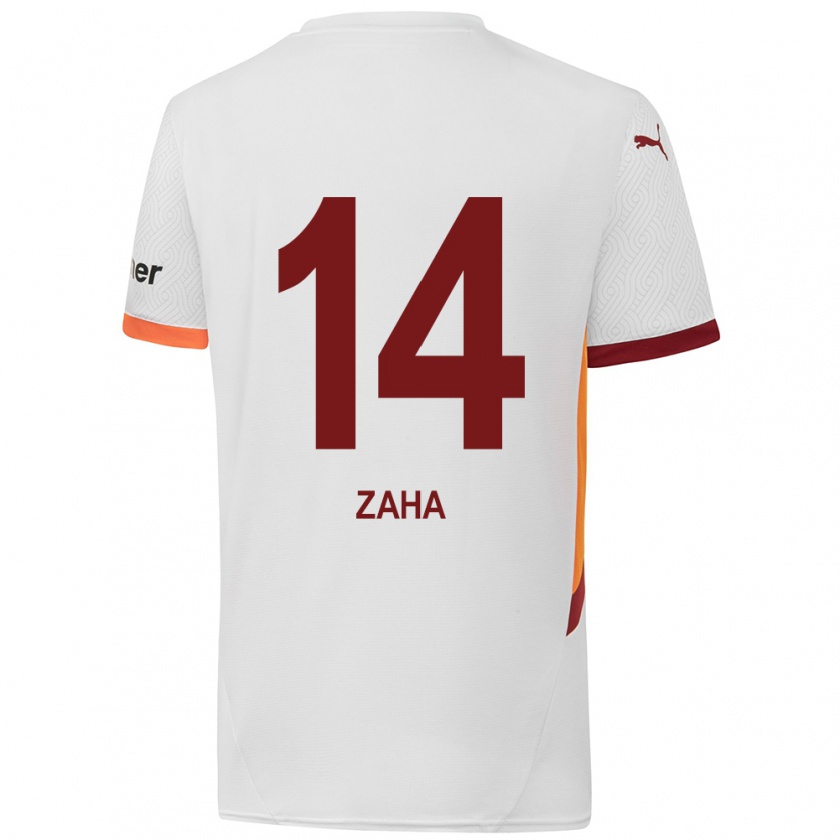 Kandiny Enfant Maillot Wilfried Zaha #14 Blanc Jaune Rouge Tenues Extérieur 2024/25 T-Shirt