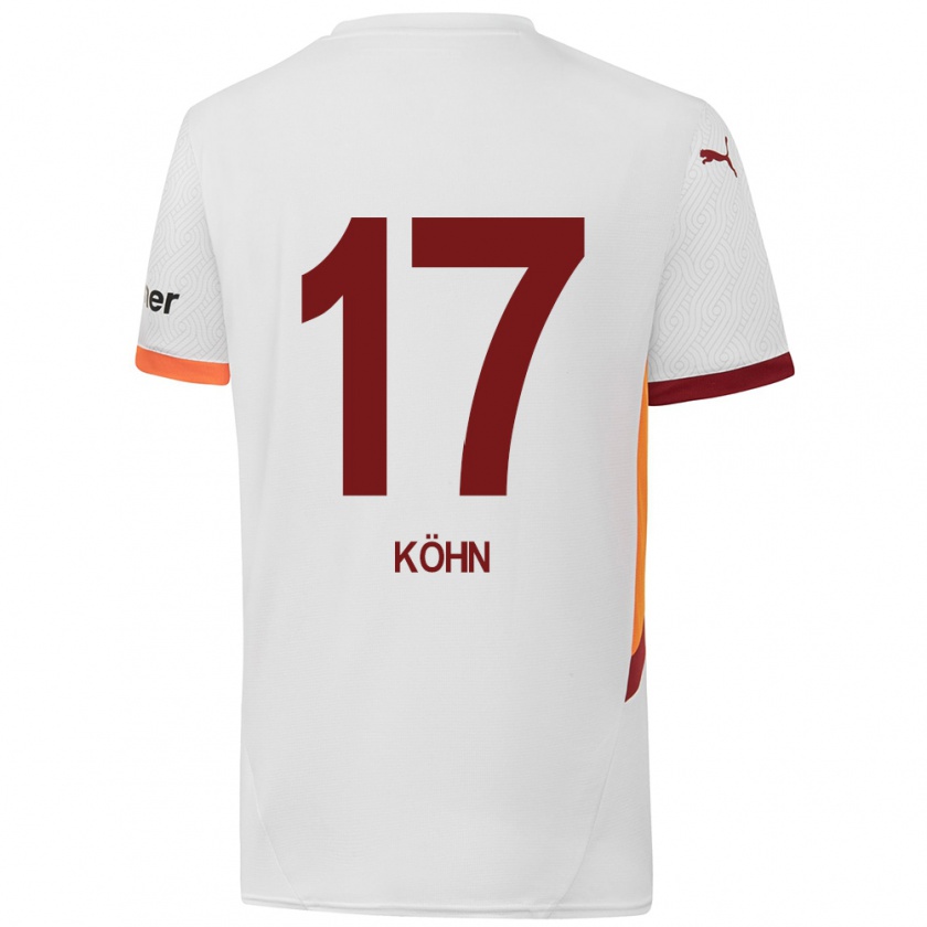 Kandiny Enfant Maillot Derrick Köhn #17 Blanc Jaune Rouge Tenues Extérieur 2024/25 T-Shirt