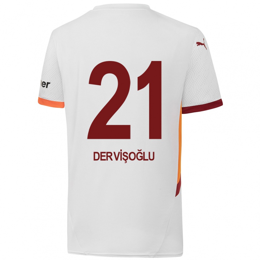 Kandiny Enfant Maillot Halil Dervişoğlu #21 Blanc Jaune Rouge Tenues Extérieur 2024/25 T-Shirt