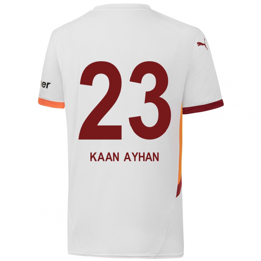 Kandiny Enfant Maillot Kaan Ayhan #23 Blanc Jaune Rouge Tenues Extérieur 2024/25 T-Shirt