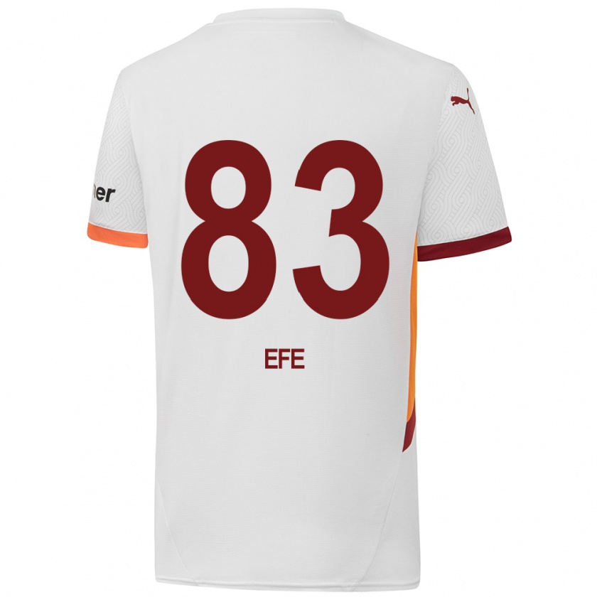 Kandiny Enfant Maillot Efe Akman #83 Blanc Jaune Rouge Tenues Extérieur 2024/25 T-Shirt