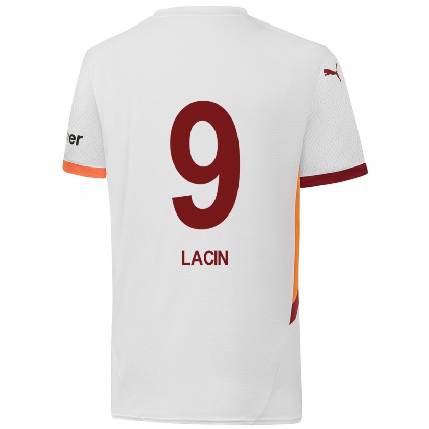 Kandiny Enfant Maillot Elanur Laçin #9 Blanc Jaune Rouge Tenues Extérieur 2024/25 T-Shirt