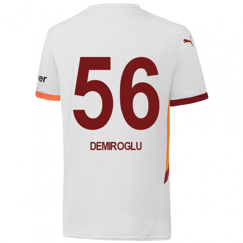 Kandiny Enfant Maillot Baran Demiroğlu #56 Blanc Jaune Rouge Tenues Extérieur 2024/25 T-Shirt