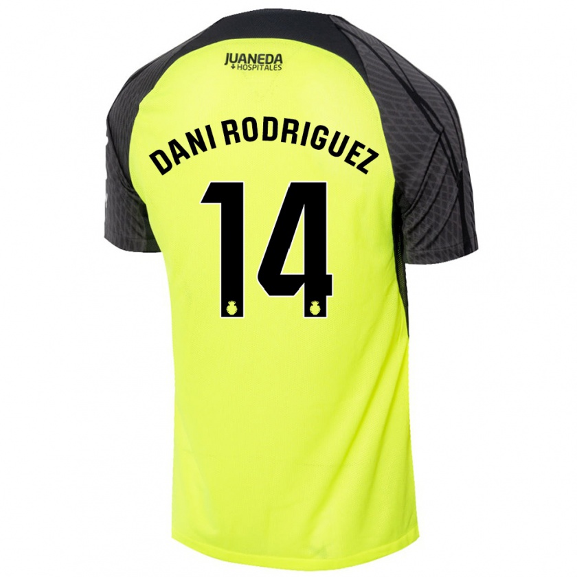 Kandiny Enfant Maillot Dani Rodríguez #14 Vert Fluo Noir Tenues Extérieur 2024/25 T-Shirt