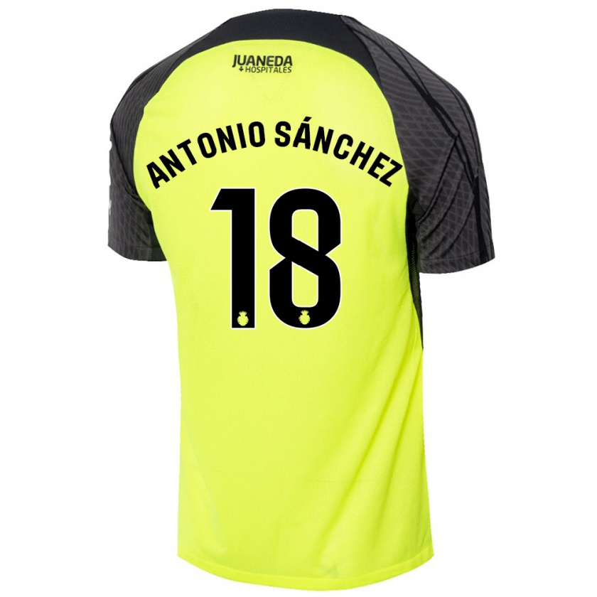 Kandiny Enfant Maillot Antonio Sánchez #18 Vert Fluo Noir Tenues Extérieur 2024/25 T-Shirt