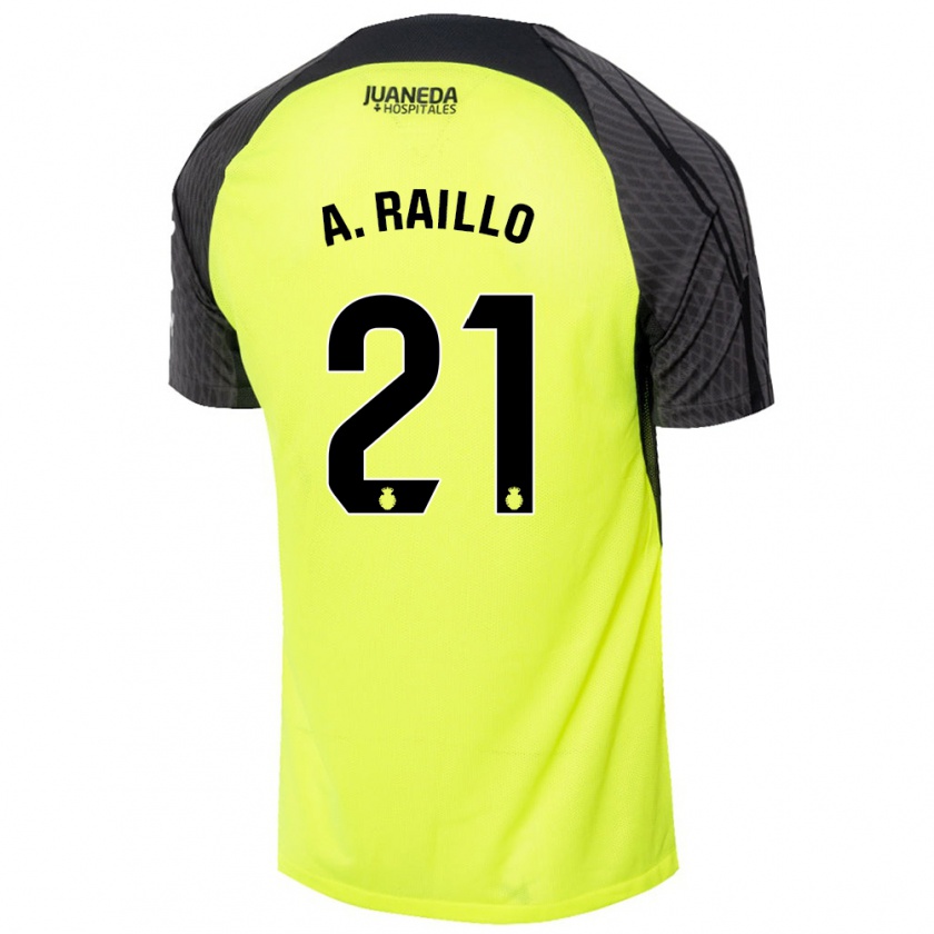 Kandiny Enfant Maillot Antonio Raíllo #21 Vert Fluo Noir Tenues Extérieur 2024/25 T-Shirt