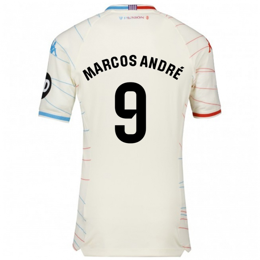 Kandiny Enfant Maillot Marcos André #9 Blanc Rouge Bleu Tenues Extérieur 2024/25 T-Shirt