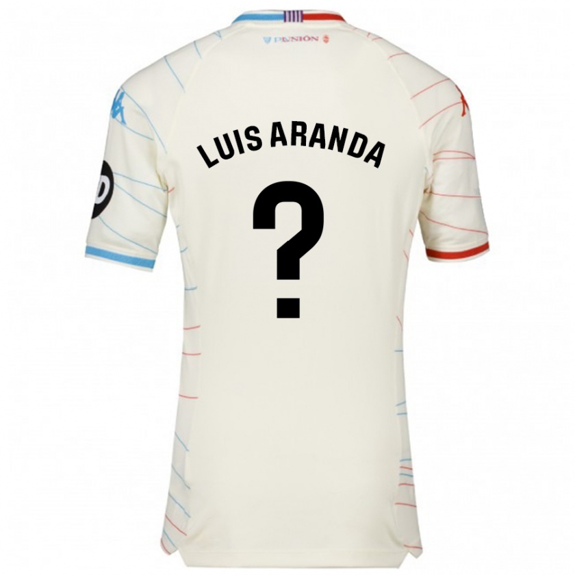 Kandiny Enfant Maillot José Luis Aranda #0 Blanc Rouge Bleu Tenues Extérieur 2024/25 T-Shirt