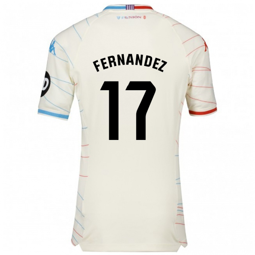 Kandiny Enfant Maillot Dani Fernández #17 Blanc Rouge Bleu Tenues Extérieur 2024/25 T-Shirt