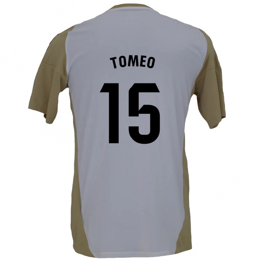 Kandiny Enfant Maillot Pablo Tomeo #15 Marron Blanc Tenues Extérieur 2024/25 T-Shirt