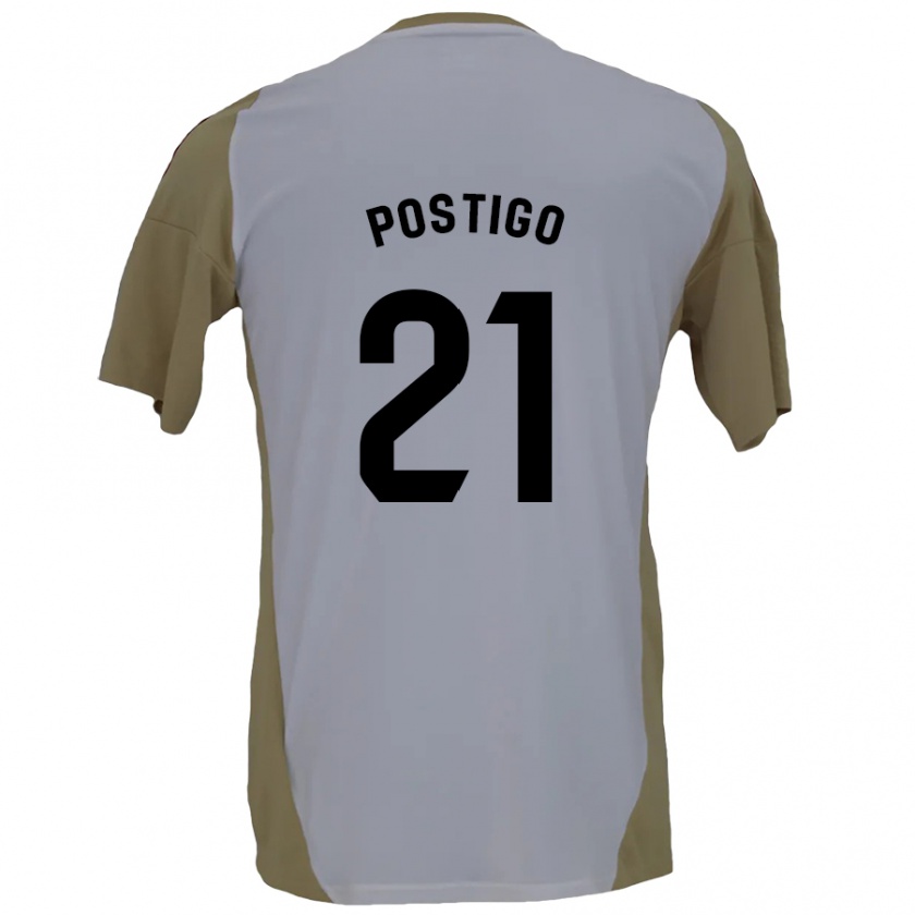 Kandiny Enfant Maillot Sergio Postigo #21 Marron Blanc Tenues Extérieur 2024/25 T-Shirt