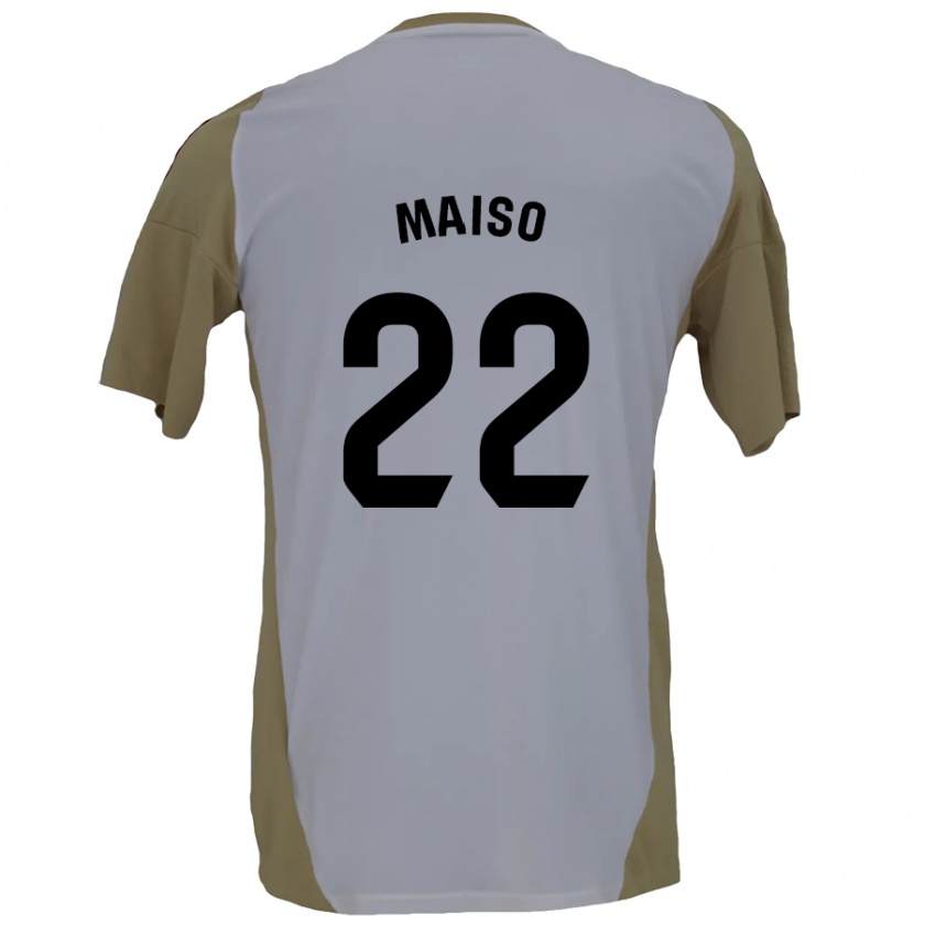 Kandiny Enfant Maillot Álvaro Maiso #22 Marron Blanc Tenues Extérieur 2024/25 T-Shirt