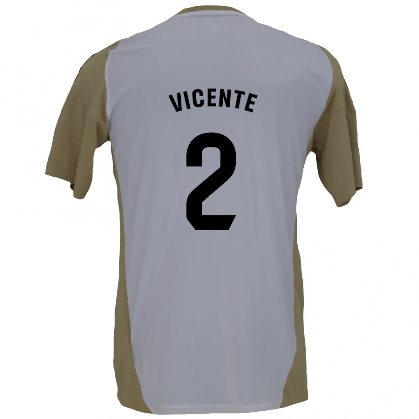 Kandiny Enfant Maillot David Vicente #2 Marron Blanc Tenues Extérieur 2024/25 T-Shirt