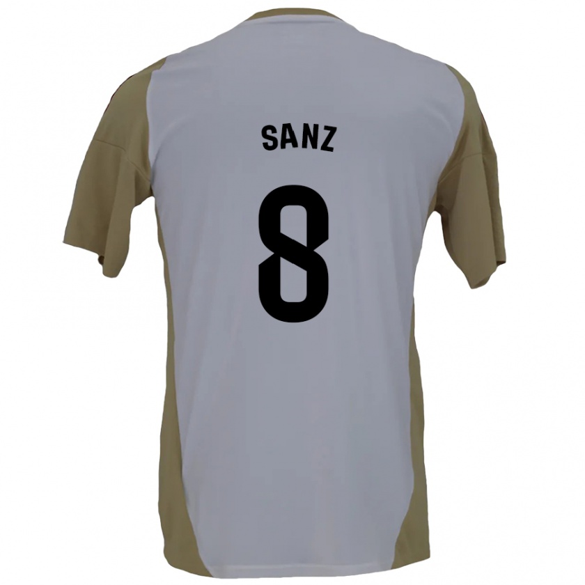 Kandiny Enfant Maillot Álvaro Sanz #8 Marron Blanc Tenues Extérieur 2024/25 T-Shirt