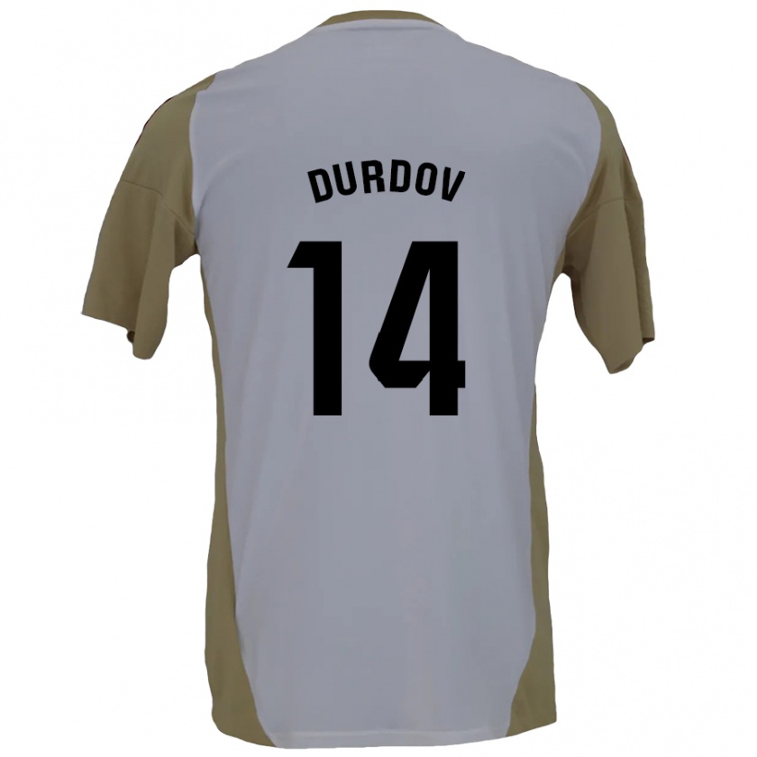 Kandiny Enfant Maillot Ivan Durdov #14 Marron Blanc Tenues Extérieur 2024/25 T-Shirt