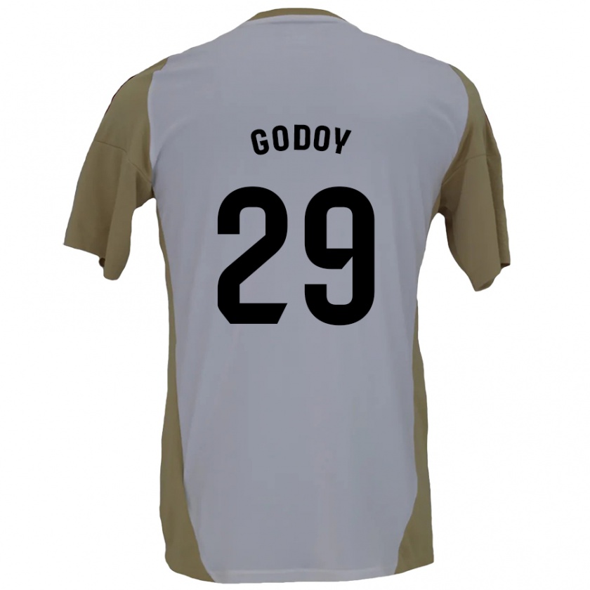 Kandiny Enfant Maillot Alan Godoy #29 Marron Blanc Tenues Extérieur 2024/25 T-Shirt